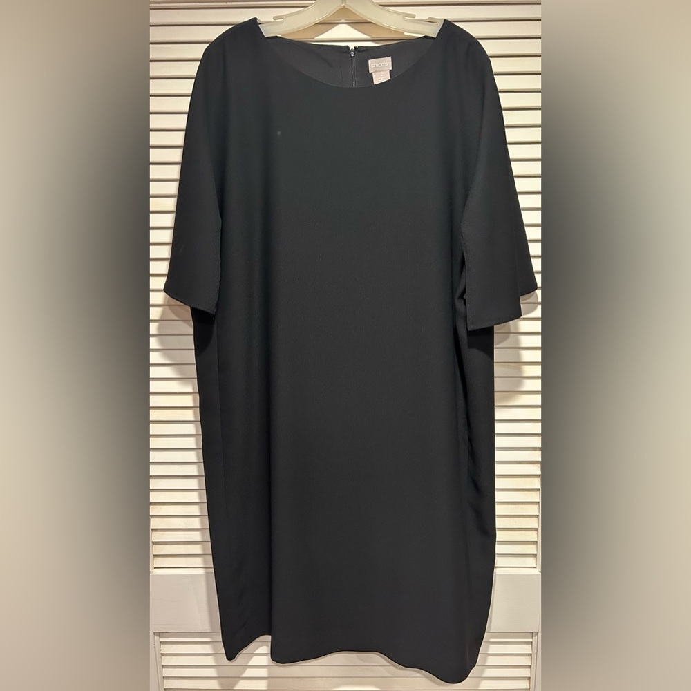 Chicos Black Dress lined with cap sleeves. Chicos size 4 and US size 20.